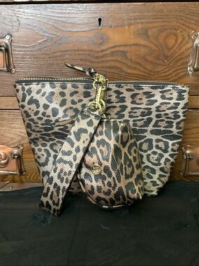 Lily & Tremayne Leopard Print Wristlet and Coin Pouch